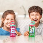 Personalisierte Fantasie Einhorn 475 ml Kinder Wasserflasche mit Strohhalm Initiale und Namen Geburtstag Schulanfang Geschenk für Jungen Mädchen