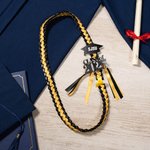 Personalized Two-colored Ribbon Braided Lei with Glitter Grad Cap Tag and Name Class of 2025 Graduation Gift for Graduates