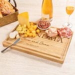 Personalized Engraved Floral Mom Grandma FSC Bamboo Charcuterie Cutting Board with Name and Juice Groove Mother's Day Birthday Gift for Family