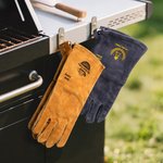 Personalized The Grill Father BBQ Insulated Cowhide Leather Pair of Gloves with Name Cooking Accessories Father's Day Birthday Gift for Men Dad