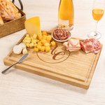 Planche à découper pour charcuterie en bambou FSC avec rainure pour le jus de fruit Cadeau de mariage pour la famille et les amis