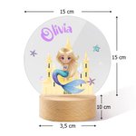 Veilleuse LED en Acrylique Personnalisée avec Princesse Sirène Fantastique et Nom Socle en Bois Cadeau Anniversaire Fête des Enfants pour Filles