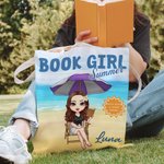 Personalized Book Girl Summer Cartoon Character Canvas Bag with Name Anniversary Birthday Gift for Friends Family