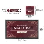 Personalised Retro Leaves Bar Mat Coaster Bottle Opener with Text and Year Home Bar Accessories Opening Birthday Gift for Bartender Cocktail Lover