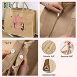 Personalisierte Geburtsblumenstrauß Cartoon-Figur Jute Tasche mit Initiale Namen Wiederverwendbar Reisezubehör Geburtstag Geschenk für Damen Mädchen