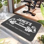 Personalised Visual Impact Dumbbell Gym Doormat with Name Gym Decor Anniversary Birthday Gift for Men Fitness Enthusiasts