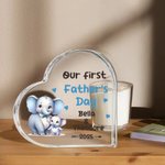 Personalised Cute Animal Heart Acrylic Plaque with Name and Year Home Decor First Father's Day Birthday Gift for Baby Daddy