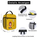 Personalisierte Cartoon Figur Isolierte Lunchtasche mit Namen Geburtsblume Wasserdicht Tragbar Schulanfang Arbeit Picknick Geschenk für Kinder Familie
