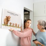 Personlig Highland Cow Family Poster Ramlös inramad målning med 2-17 namn Heminredning Födelsedag Mors dag Fars dag Present till mamma pappa