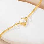 Personalized Minimalism Double Interlocking Initials Bracelet with Birthstone Dainty Jewelry Birthday Anniversary Gift for Women