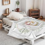 Coperta morbida personalizzata con nome data e fiori e foglie di nascita regalo ideale per anniversari di matrimonio per coppie