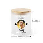 Personalised Dog Cat Photo Paw Print Name Year Memorial Candle Jar with LED Candle and Wood Lid Sympathy Pet Loss Gift for Pet Owners