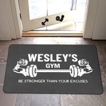 Personalised Visual Impact Dumbbell Gym Doormat with Name Gym Decor Anniversary Birthday Gift for Men Fitness Enthusiasts