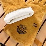 Personalized The Grill Father BBQ Insulated Cowhide Leather Pair of Gloves with Name Cooking Accessories Father's Day Birthday Gift for Men Dad