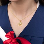 Collier avec pendentif en forme de coeur et de pierre de naissance avec nom de la classe 2025 Cadeau de fin d'études pour diplômé(e)