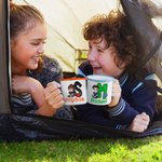 Personalised Cartoon Character 12 oz Colored Rim Enamel Mug with Name and Initial Birthday Back to School Travel Gift for Friend Family Kids