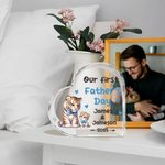 Personalised Cute Animal Heart Acrylic Plaque with Name and Year Home Decor First Father's Day Birthday Gift for Baby Daddy