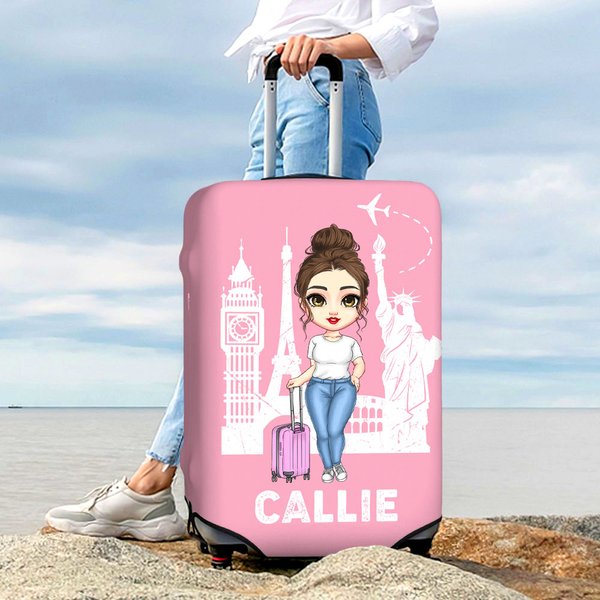 Personalized Cartoon Travel Character 18 - 32 Inches Luggage Cover with Name Travel Accessories Birthday Holiday Gift for Couples Friends