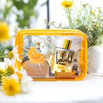 Personalized Dancer Birth Flower Design Waterproof Clear Makeup Bag with Name Travel Essentials Birthday Gift for Women Dance Lovers