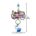 Personalized Crayon Ruler Coffee Name Bead Lanyard with Key Ring and Tassel School Supply Appreciation Gift for Teacher