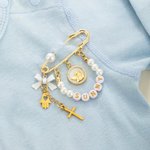 Personalized Cross Guardian Angel Pearl Safety Pin with Bead Name Baby Shower Birthday Gift for Newborn New Mother