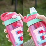 Personalisierte Fantasie Einhorn 475 ml Kinder Wasserflasche mit Strohhalm Initiale und Namen Geburtstag Schulanfang Geschenk für Jungen Mädchen