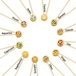 Personalisierte Geburt Blume Tierkreiszeichen Halskette mit seitlichen Namen Jahrestag Geburtstag Geschenk für sie