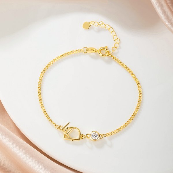 Personalized Minimalism Double Interlocking Initials Bracelet with Birthstone Dainty Jewelry Birthday Anniversary Gift for Women