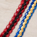 Personalized Two-colored Ribbon Braided Lei with Glitter Grad Cap Tag and Name Class of 2025 Graduation Gift for Graduates