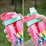 Personalized Watercolour Fantasy Unicorn Initial Apple 16 oz Water Bottle with Name Outdoor Supplies Back to School Birthday Gift for Kids