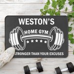Personalised Visual Impact Dumbbell Gym Doormat with Name Gym Decor Anniversary Birthday Gift for Men Fitness Enthusiasts