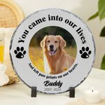 Gepersonaliseerde You Came Into Our Lives Paw Print Tuinsteen met Foto Huisdier Naam en Jaar Tuindecoratie Herdenkingsmonument voor Huisdierbezitters