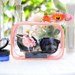 Personalized Dancer Birth Flower Design Waterproof Clear Makeup Bag with Name Travel Essentials Birthday Gift for Women Dance Lovers