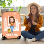 Personalized Cartoon Travel Character 18 - 32 Inches Luggage Cover with Name Travel Accessories Birthday Holiday Gift for Couples Friends