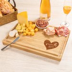 Personalized Engraved Heart 2 Names Charcuterie Cutting Board with Juice Groove Housewarming Wedding Gift for Family Couple