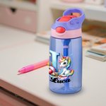 Personalized Watercolour Fantasy Unicorn Initial Apple 16 oz Water Bottle with Name Outdoor Supplies Back to School Birthday Gift for Kids