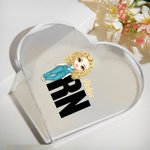 Personalized Cartoon Medical Character Square Heart Acrylic Plaque with Name Desk Decor Birthday Appreciation Inspirational Gift for Medical Staff