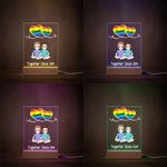 Personalized Together Since Year Cartoon Couple LED Night Light with Names and Wooden Base Home Decor Anniversary Birthday Gift for Couples