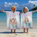 Personalizzato Mondo Sommerso Sirena Morbido Asciugatura Rapida Bambino Asciugamano da Spiaggia con Cappuccio con Nome Vacanze Estive Regalo di Compleanno Essenziale per Ragazze Amanti delle Sirene