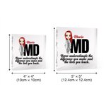 Personalized Cartoon Medical Character Square Heart Acrylic Plaque with Name Desk Decor Birthday Appreciation Inspirational Gift for Medical Staff