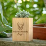 Disegno personalizzato della linea di un animale domestico Ritratto di gatto e cane Vaso di fiori in legno con nome e testo Regalo commemorativo di cordoglio per la perdita di un animale domestico