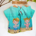 Serviette de Plage à Capuche Personnalisée avec Nom et Motif Animal Marin Cadeau Vacances d'Été Anniversaire pour Enfant