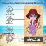 Personalisiertes Leoparden-Zebra-Druck Cartoon Charakter Übergroßes Strandtuch mit Namen Reise Sommer Urlaub Party Geschenk für Familie Freunde