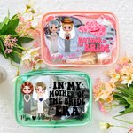 Personalized Cartoon Mother of the Bride Waterproof Clear Makeup Bag with Name Portable Travel Essentials Wedding Gift for Mom
