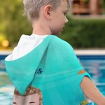 Serviette de Plage à Capuche Personnalisée avec Nom et Motif Animal Marin Cadeau Vacances d'Été Anniversaire pour Enfant