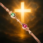 Henkilökohtainen Double Fishes Cross syntymäkivi säädettävä rannekoru Dainty korut uskonnollinen Kaste syntymäpäivälahja naisille uskoville