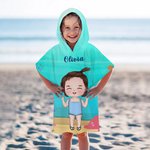 Serviette de Plage à Capuche Personnalisée avec Nom et Motif Animal Marin Cadeau Vacances d'Été Anniversaire pour Enfant