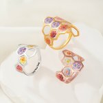 Personalisierte Honeycomb 1-12 Geburt Blume Ring mit eingraviertem Text zierlichen Schmuck Geburtstag Muttertag Braut Dusche Geschenk für Frauen