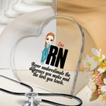 Personalized Cartoon Medical Character Square Heart Acrylic Plaque with Name Desk Decor Birthday Appreciation Inspirational Gift for Medical Staff