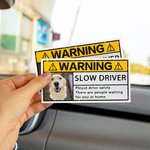 Personlig foto Slow Driver Vanntett advarselsklistremerke Bildekorasjonstilbehør Farsdagsgave til bileier
